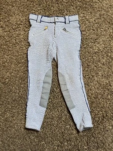 High Line Outfitters Riding Britches Girls Size 8 Pants Blue White - Picture 1 of 3
