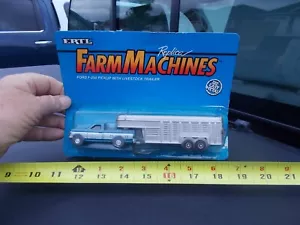 Vintage Ertl 1/64th Ford F 250 Pickup W Gooseneck Livestock Trailer in package - Picture 1 of 7