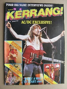 KERRANG 111 Jan 9 1986 Dave Lee Roth Marillion Fish AC/DC Bruce Kulick ZZ Top - Picture 1 of 7