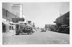 Shelby Montana MT Main Street Budweiser Café Hotel Cars c1950 RPPC Postcard 723 - Picture 1 of 2