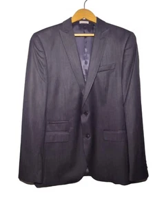 JF J Ferrar Slim Fit Blazer Size 42L Navy Single Breasted Notch Business Formal - Picture 1 of 11