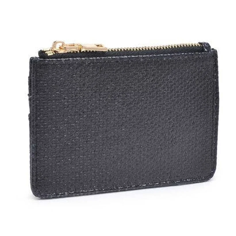 Cartera delgada con tarjetero Afina negra estampado de serpiente Foto 1 de 4