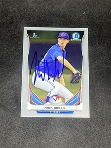 Nick Wells 2014 Bowman Chrome Draft Prospects #CDP89 Blue Jays Auto Signed Card
