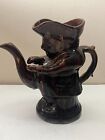 Antique Rockingham Brown Snuff Taker Figural Toby Teapot Glazed Stoneware 9.5"