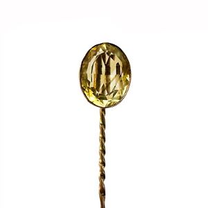 Victorian 9ct rose gold Citrine solitaire Stick, tie, cravat, lapel pin, C1890