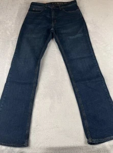 Devil Dog Latzhose Herren blau dunkle Waschung Relaxed Denim Bootcut Jeans Gr. 34x32 - Bild 1 von 10