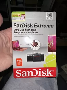 BRAND NEW SanDisk Extreme 128GB OTG USB Android Smartphone Flash Drive - Picture 1 of 4