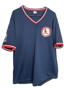 ST LOUIS CARDINALS Team Logo Men Blue Pullover V Neck Baseball Promo Jersey XL - Picture 1 of 5