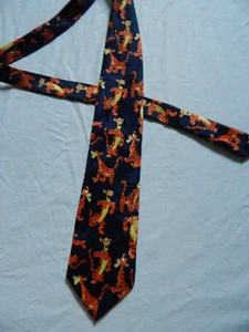 Vtg Disney Winnie the Pooh Tigger Neck Tie - Hand Made Black Orange Polyester - Picture 1 of 5