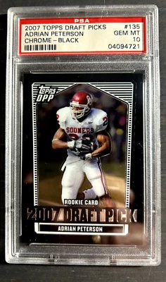 2007 ADRIAN PETERSON TOPPS DRAFT PICKS CHROME BLACK #135 PSA 10 - Image 1 of 2