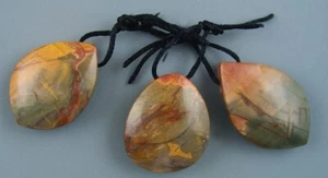 NATURAL STONE PENDANTS FOR JEWELRY MAKING - RED CREEK JASPER - SET OF 3 - Picture 1 of 3