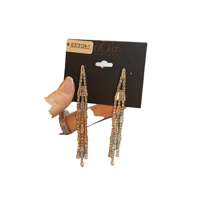 Impresionantes Pendientes Noir Diamantes de Imitación Largos Araña Dorada Foto 1 de 4