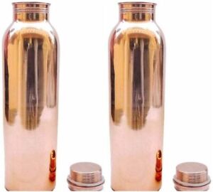 Handmade 100% Copper Hammered Set of 2 Pcs Water Bottle Natural Health Benifit