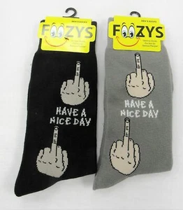 2 pares de calcetines Have A Nice Day con dedo medio abatibles mano de pájaro para hombre crew foozys - Imagen 1 de 10