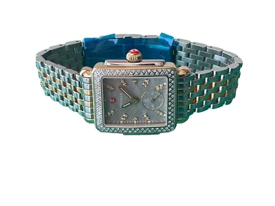 Michele Deco Mid Diamond Gold Two-Tone Gray MOP Diamond Dial Watch MWW06V000132 - Image 1 of 4