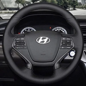 Cubierta personalizada para volante de coche cuero genuino para Hyundai Sonata 9 2015-17 - Imagen 1 de 6