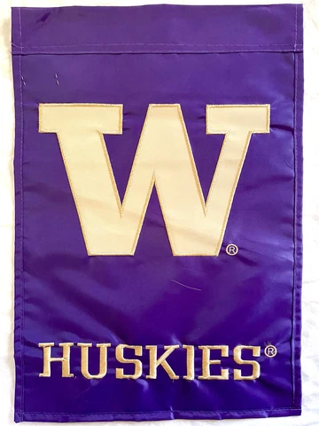 Washington Huskies APPLIQUÉ Nylon Garden Flag Evergreen 12.5” x 18” NCAA Cover