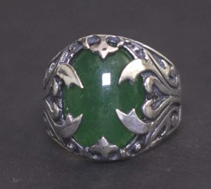 Sterling Silber Herrenring, Jade Naturstein - Bild 1 von 4