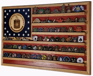 Central Intelligence Agency CIA Hartholz Herausforderung Münze Display Flagge 36x20 - Bild 1 von 8