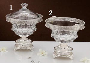 SCHOKOLADENHALTER AUS KRISTALL MIT BADDEKOR SILBER - Bild 1 von 1