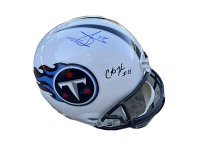 Casco tamaño completo firmado por Chris Johnson & Vince Young Tennessee Titans BECKETT BAS Foto 1 de 2