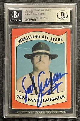 SERGEANT SLAUGHTER SIGNED 1982 WRESTLING ALL STARS #14 BECKETT AUTHENTIC 774 - Image 1 of 2