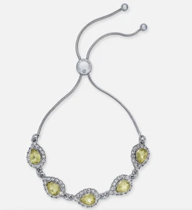 CHARTER CLUB SILBERFARBEN GELBE BIRNE IMITAT KRISTALL SLIDER ARMBAND 11" NEU MIT ETIKETT - Bild 1 von 6