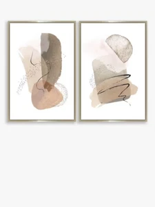 [£230] 'Abstracts' Framed Canvas Prints, Set of 2, 64 x 54cm, [Sealed] - Picture 1 of 1