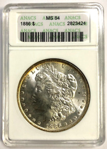 1886 Morgan Silver Dollar $1 ANACS MS64 Old Style Holder