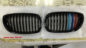 MIT M COLOR GLOSSY BLACK KIDNEY GRILLE BMW E46 2D 3 SERIES 2002-2005 - Picture 1 of 4