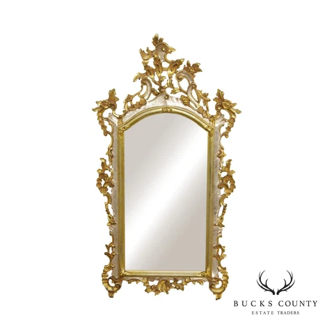 LaBarge Vintage Italian Rococo Style Carved Giltwood Wall Mirror Cover