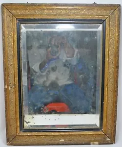 Telaio a specchio da parete in legno antico grande da appendere originale vecchia fatta a mano - Foto 1 di 4