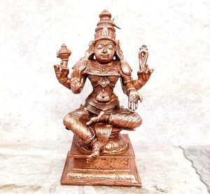 Handmade Copper Hindu Goddess Bhuvaneshvari Devi Idol Statue Figurine Sculpture - Picture 1 of 5