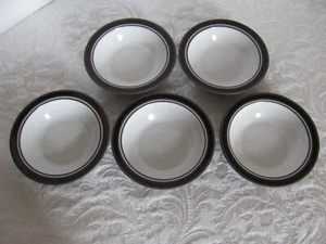 Hornsea Lancaster Vitramic Contrast England-Brown- Rim Cereal Bowls-Set of 5 - Picture 1 of 14