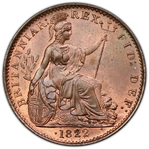 GREAT BRITAIN: 1822 1 Farthing PCGS MS64RB —— FORMER NGC MS65RB, TWO FINER - Picture 1 of 5