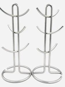Set Of 2 Euro 6 Cup Coffee Mug/Cup Glasses Trees. Organizer Holder Satin Sturdy - Picture 1 of 4