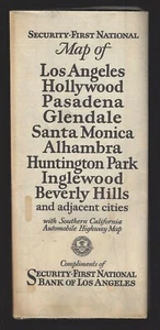 Security First National Bank Map Hollywood Pasadena Beverly Hills California LA - Picture 1 of 7