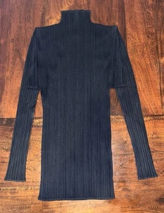 Issey Miyake Pleats Please High Neck Long sleeve Top Black Size 5 PP05-Jk005 - Picture 1 of 19