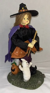 Vintage, Clothtique Halloween Witch Fabric Mache.. 13” Tall - Picture 1 of 13