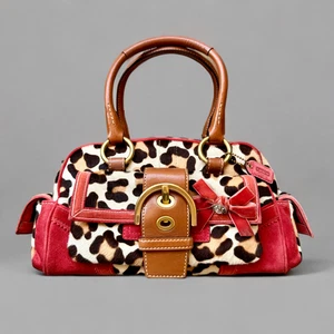 Coach Y2K Red Suede Ocelot Leopard Haircalf Soho Satchel Shoulder Bag - Picture 1 of 14