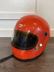 VTG Bell STAR 1974 Orange Full Face Motorcycle Helmet & Shield Snell Size  7 1/2 - Bild 1 von 9