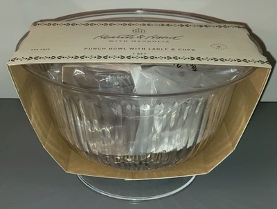 New Hearth & Hand Magnolia 8 pc Holiday Punch Egg Nog Footed Bowl Cups Ladle - Image 1 of 4