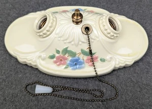 Restaurierte Porzellan Deckenleuchte aus Porzellan: Art Deco & MCM, Zugkette - Bild 1 von 9