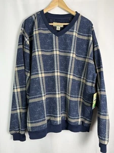 Boca Classic Mens Pullover Golf Jacket XL XLarge Plaid Blue Beige NWT - Picture 1 of 5