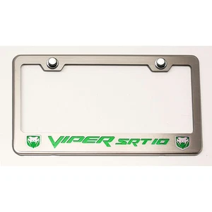 Plate Frame Green C-Fiber "Viper SRT 10" Inlay&Fangs for 2003-2007 Viper - Picture 1 of 5