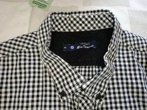Ben Sherman Mens Black Gingham Check Shirt XXL Regular Fit Long Sleeve Embroider - Picture 1 of 6