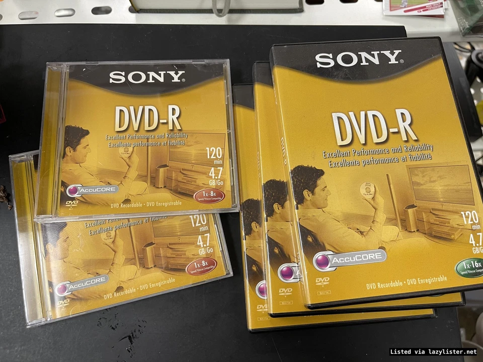 Sony DVD-R 4.7GB 120min 1x-8x AccuCORE Blank Media Discs 5 total - Image 1 of 1