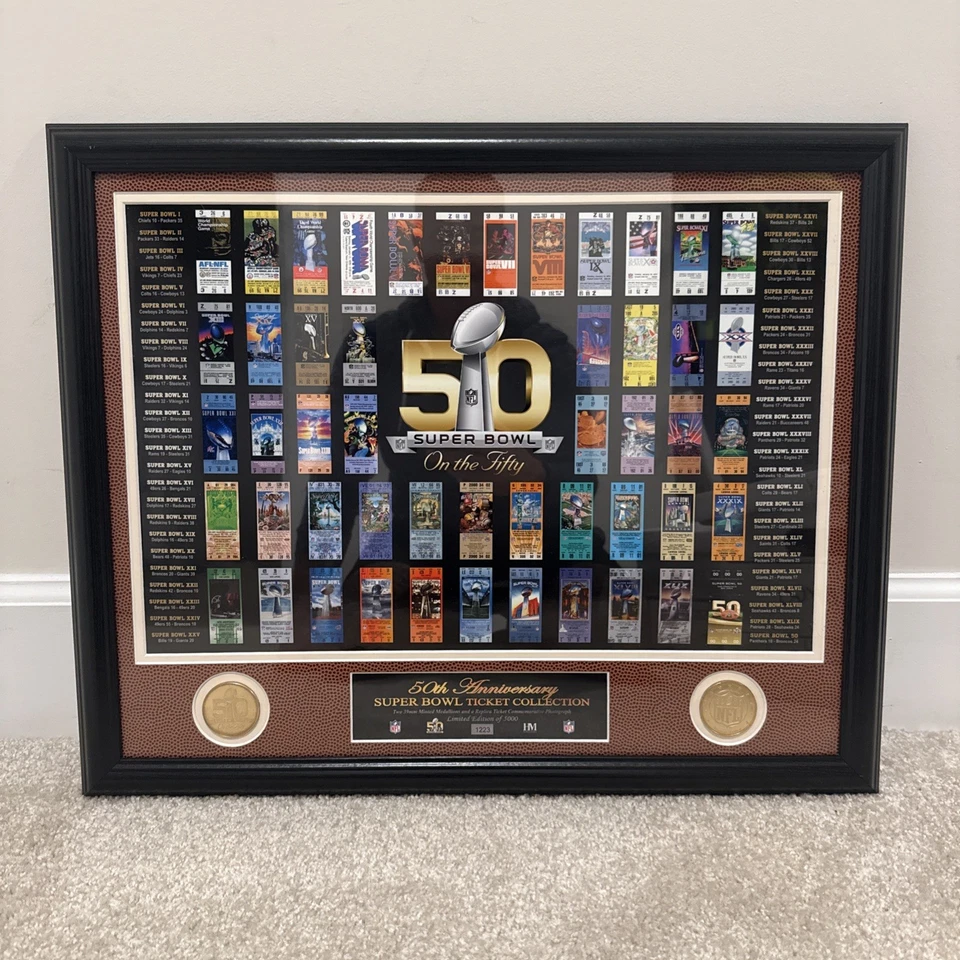 Colección de boletos y medallones del 50 aniversario del Super Bowl NFL Highland como nuevos Foto 1 de 4