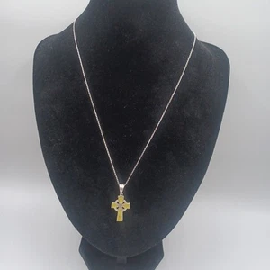 Collar Colgante Cruz Celta Mármol Connemara Plata 925 De Colección 20" Stampe Irlanda - Imagen 1 de 12