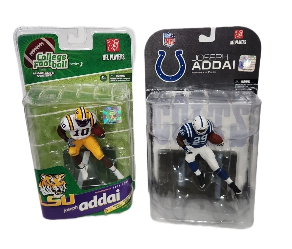 Mcfarlane NFL NCAA Joseph Addai Indianapolis Colts LSU Tigers Action Figure Lot - Image 1 of 3